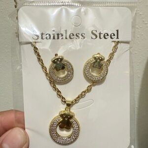 Gold and Silver Stainless Steel Jewelry Set